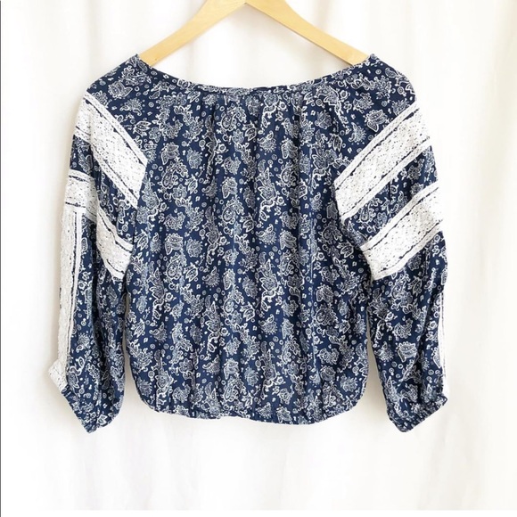 Mink Pink navy blue and white print boho crop top - Picture 5 of 5